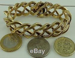 Vintage 9ct solid gold 7.25 inch ladies bracelet Weighs 42.3 grams