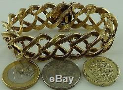 Vintage 9ct solid gold 7.25 inch ladies bracelet Weighs 42.3 grams
