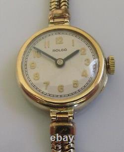 Vintage 9ct yellow gold Rolco ladies manual winding watch