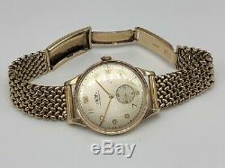 Vintage 9k 9ct solid gold mens Trebex Watch with 9ct gold bracelet (Oversized)