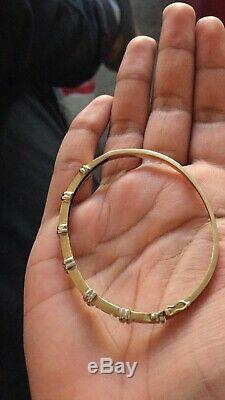 Vintage Antique 9ct Yellow Gold Diamond Bangle Bracelet 0.75ct 14gram
