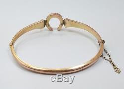 Vintage Antique Victorian 9k 9ct 375 Rose Gold Horse Shoe Cuff Bracelet