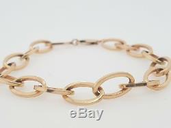 Vintage Bracelet 9ct Rose Gold 19.5cm Oval Cable Hollow Link Preloved 4.90g
