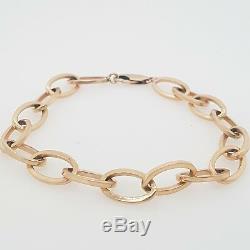 Vintage Bracelet 9ct Rose Gold 19.5cm Oval Cable Hollow Link Preloved 4.90g