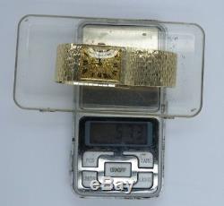 Vintage Bueche Girod 9ct solid gold watch 58.8g, tree bark bracelet vintage 1972