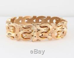 Vintage Chunky 9Ct 9K Rosey Gold Flat Fancy Link Bracelet