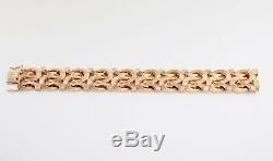 Vintage Chunky 9Ct 9K Rosey Gold Flat Fancy Link Bracelet