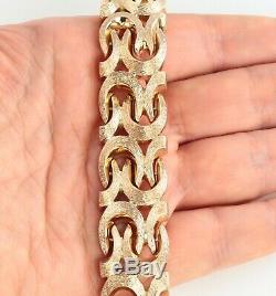 Vintage Chunky 9Ct 9K Rosey Gold Flat Fancy Link Bracelet