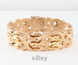 Vintage Chunky 9Ct 9K Rosey Gold Flat Fancy Link Bracelet