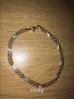 Vintage Fully Hallmarked 9ct Rose & White Gold Fancy Link Bracelet 18.5cm/7.28