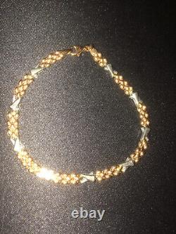 Vintage Fully Hallmarked 9ct Rose & White Gold Fancy Link Bracelet 18.5cm/7.28