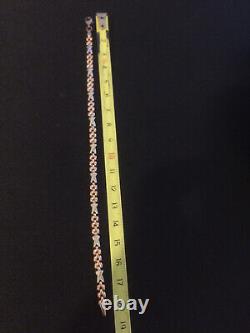 Vintage Fully Hallmarked 9ct Rose & White Gold Fancy Link Bracelet 18.5cm/7.28