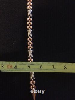 Vintage Fully Hallmarked 9ct Rose & White Gold Fancy Link Bracelet 18.5cm/7.28