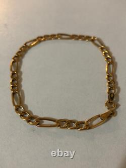 Vintage Fully Hallmarked 9ct Yellow Gold Figaro Link Bracelet 18 cm / 7.086