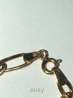 Vintage Fully Hallmarked 9ct Yellow Gold Figaro Link Bracelet 18 cm / 7.086