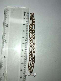 Vintage Fully Hallmarked 9ct Yellow Gold Figaro Link Bracelet 18 cm / 7.086