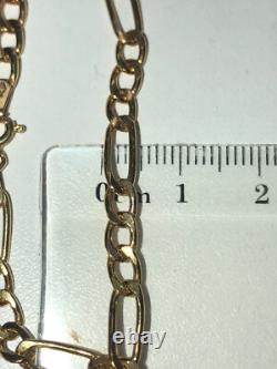 Vintage Fully Hallmarked 9ct Yellow Gold Figaro Link Bracelet 18 cm / 7.086