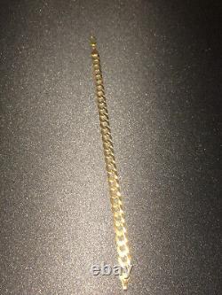 Vintage Fully Hallmarked 9ct Yellow Gold Flat Curb Link Bracelet
