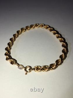 Vintage Fully Hallmarked 9ct Yellow Gold Twisted Rope Bracelet 18 cm / 7.086