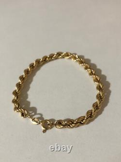 Vintage Fully Hallmarked 9ct Yellow Gold Twisted Rope Bracelet 18 cm / 7.086