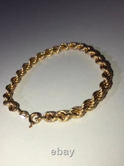 Vintage Fully Hallmarked 9ct Yellow Gold Twisted Rope Bracelet 18 cm / 7.086