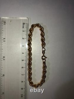 Vintage Fully Hallmarked 9ct Yellow Gold Twisted Rope Bracelet 18 cm / 7.086