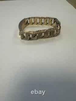 Vintage Heavy Solid 9Ct Gold 131g Flat Curb Link Identity ID Bracelet 7 3/4'