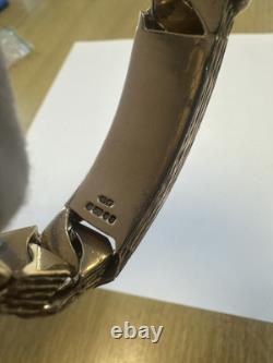 Vintage Heavy Solid 9Ct Gold 131g Flat Curb Link Identity ID Bracelet 7 3/4'