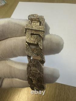 Vintage Heavy Solid 9Ct Gold 131g Flat Curb Link Identity ID Bracelet 7 3/4'