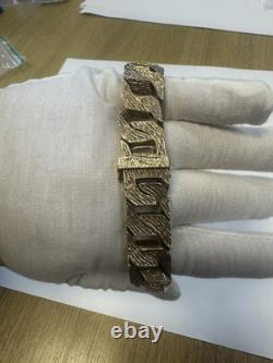 Vintage Heavy Solid 9Ct Gold 131g Flat Curb Link Identity ID Bracelet 7 3/4'