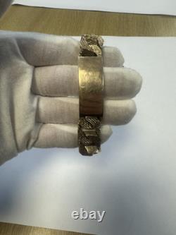 Vintage Heavy Solid 9Ct Gold 131g Flat Curb Link Identity ID Bracelet 7 3/4'