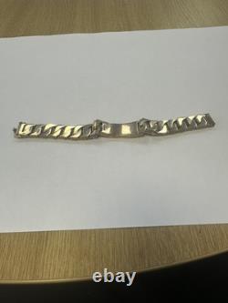 Vintage Heavy Solid 9Ct Gold 131g Flat Curb Link Identity ID Bracelet 7 3/4'