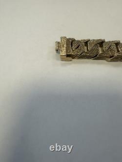 Vintage Heavy Solid 9Ct Gold 131g Flat Curb Link Identity ID Bracelet 7 3/4'