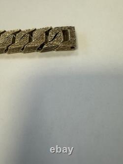 Vintage Heavy Solid 9Ct Gold 131g Flat Curb Link Identity ID Bracelet 7 3/4'