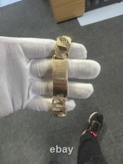 Vintage Heavy Solid 9Ct Gold 131g Flat Curb Link Identity ID Bracelet 7 3/4'