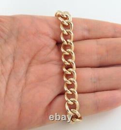 Vintage Heavy Solid 9Ct Gold Curb Link Charm Bracelet 43.9grams