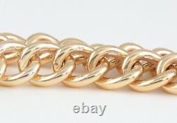 Vintage Heavy Solid 9Ct Gold Curb Link Charm Bracelet 43.9grams