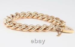 Vintage Heavy Solid 9Ct Gold Curb Link Charm Bracelet, 80.1grams