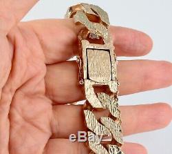 Vintage Impressive Men's Gents Solid 9Ct Gold Flat Curb Link Chain Bracelet 152g