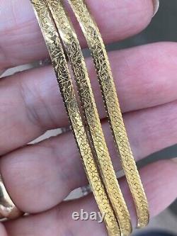 Vintage Italian 9ct 375 9k Yellow & White Gold Flat Bracelet. 8.95 Grams