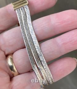 Vintage Italian 9ct 375 9k Yellow & White Gold Flat Bracelet. 8.95 Grams