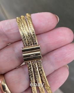 Vintage Italian 9ct 375 9k Yellow & White Gold Flat Bracelet. 8.95 Grams