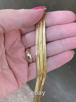 Vintage Italian 9ct 375 9k Yellow & White Gold Flat Bracelet. 8.95 Grams