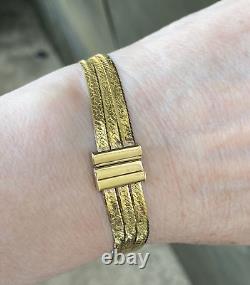 Vintage Italian 9ct 375 9k Yellow & White Gold Flat Bracelet. 8.95 Grams