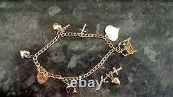 Vintage Ladies 9ct Gold Charm Bracelet