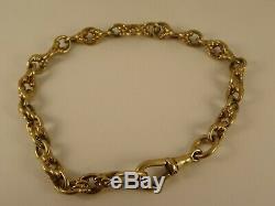 Vintage Ladies Solid 9ct Gold FANCY Bracelet 7.5 19cm 14.8g Hm dog clip 943n