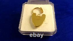 Vintage Large 9ct Gold Heart Padlock Gate Charm Bracelet 2cm 2.5g Hm1970 145mm