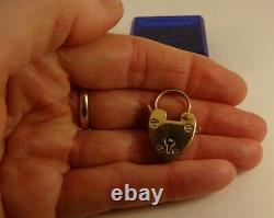 Vintage Large 9ct ROSE Gold Heart PADLOCK for Charm Bracelet Hm 1905 2.7cm 4gr