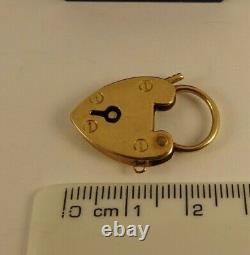 Vintage Large 9ct ROSE Gold Heart PADLOCK for Charm Bracelet Hm 1905 2.7cm 4gr