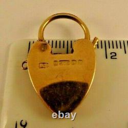 Vintage Large 9ct ROSE Gold Heart PADLOCK for Charm Bracelet Hm 1905 2.7cm 4gr